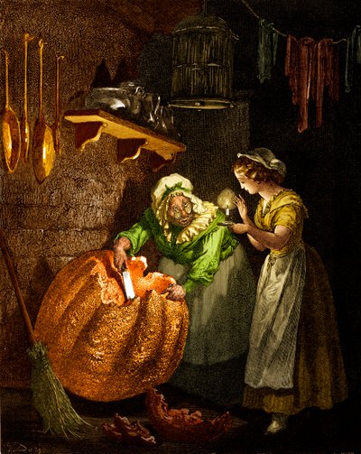 Cinderella: Fairy Godmother Carving the Pumpkin by Gustave Dore